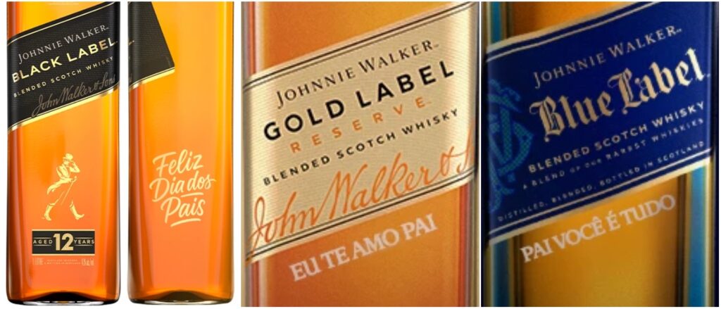 Garrafa de Johnnie Walker personalizada para o dia dos pais