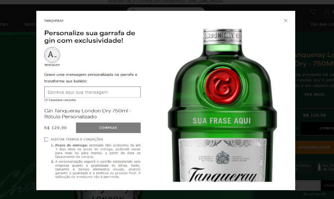 personalização de garrafa